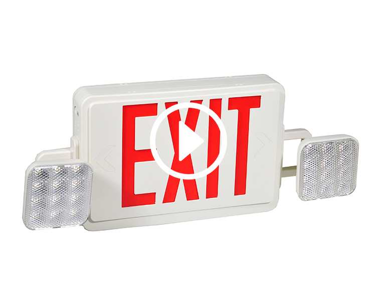 빨간색 문자를 가진 jlec2rw-exit 비상 조명 콤보